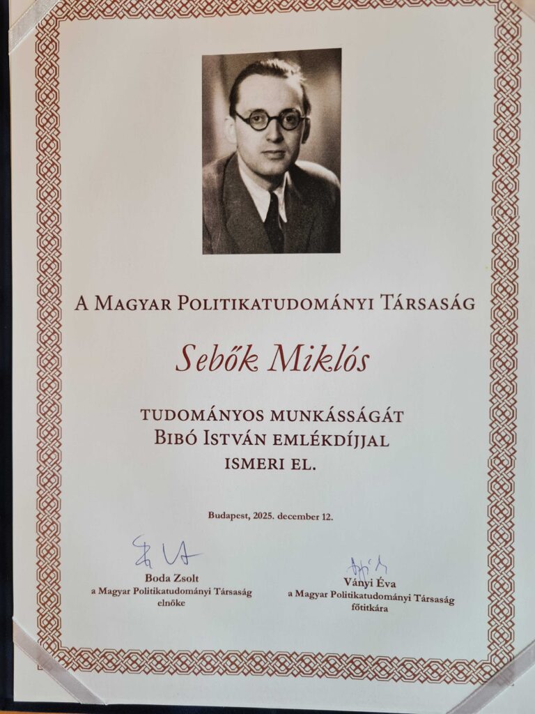 Miklós Sebők honoured with the Bibó István Memorial Prize