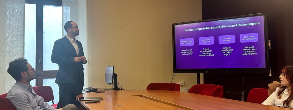 Miklós Sebők's presentation on AI and Illiberalism at the University of Catania