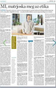 Interview by Miklós Sebők on global AI regulation in Népszava
